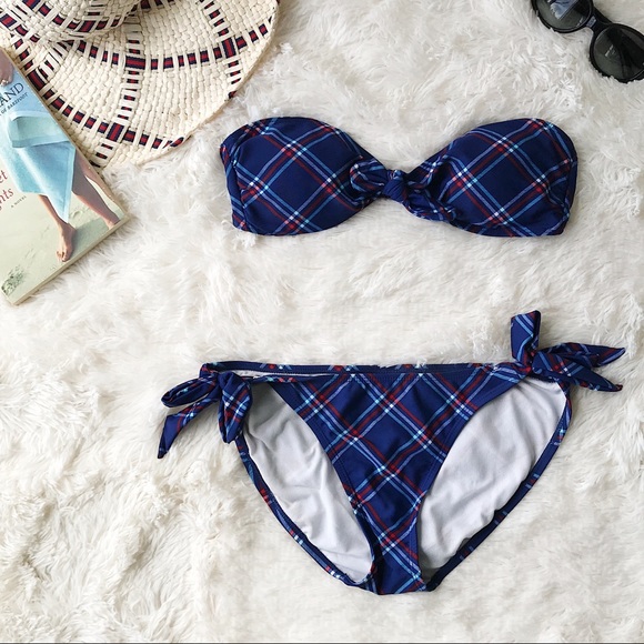 blue plaid bikini